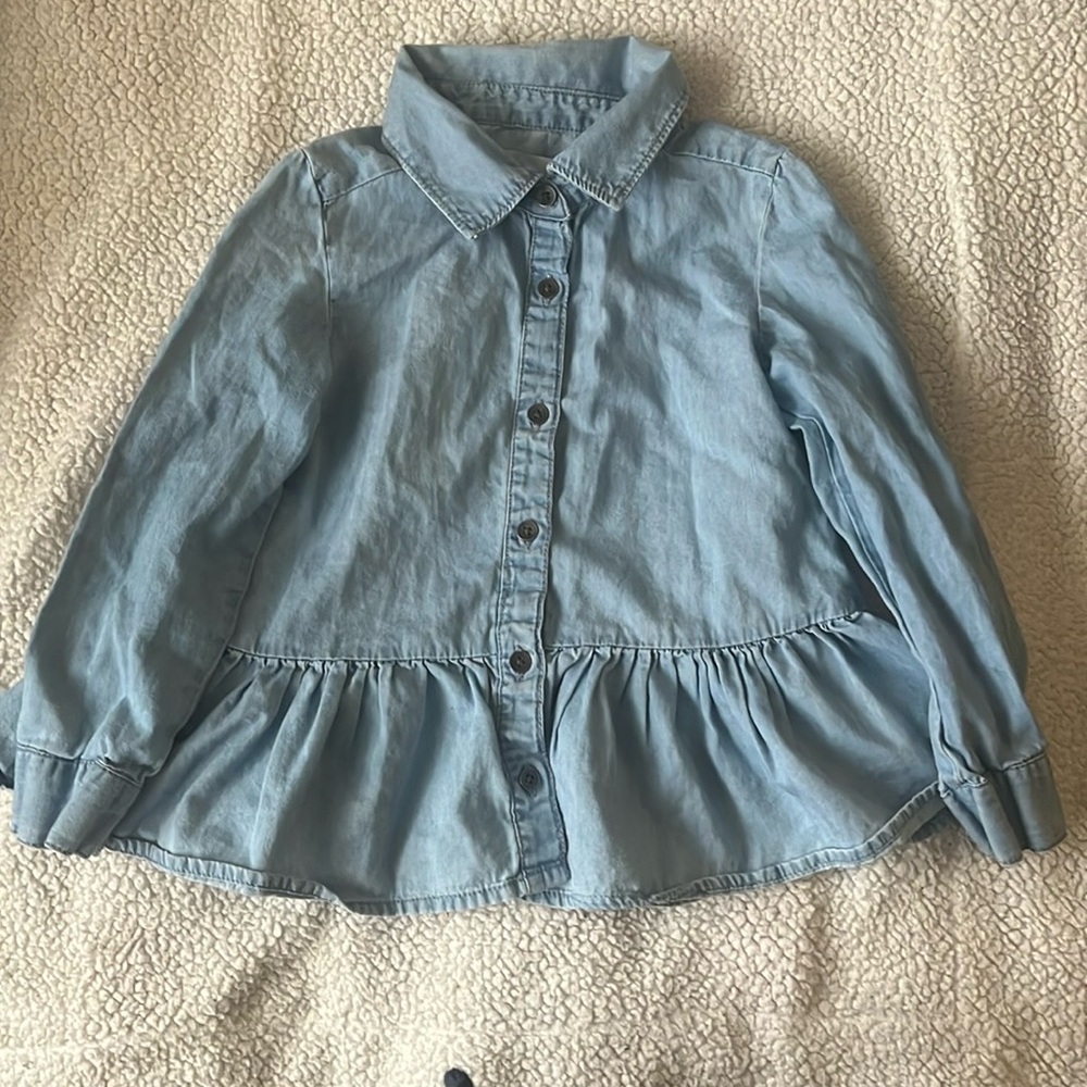 Old Navy Cotton Button Down Long Sleeve Dress Toddler 3T